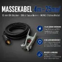 Massekabel 4 m – 25 mm² – 13 mm SK-Stecker – 200 A Masseklemme – H01N2-D Schweißkabel