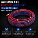 Zwillingsschlauch Acetylen/Sauerstoff 4 x 4 mm – 20 m mit Überwurfmuttern & Doppelschelle