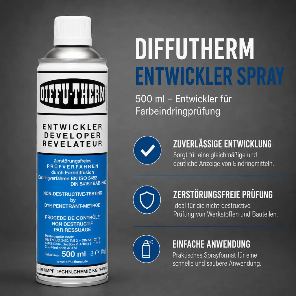 Diffutherm Entwickler Spray 500 ml – Entwickler für Farbeindringprüfung