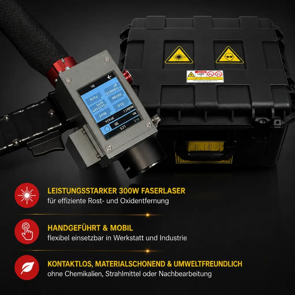 Mobiles Handgeführtes Laser-Reinigungssystem SpectraClean Elite 300W – 5 mJ Rusty