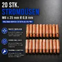 20 Stk. Stromdüsen M6 x 25 mm Ø 0,8 mm – MIG/MAG Kontaktdüsen aus Kupfer