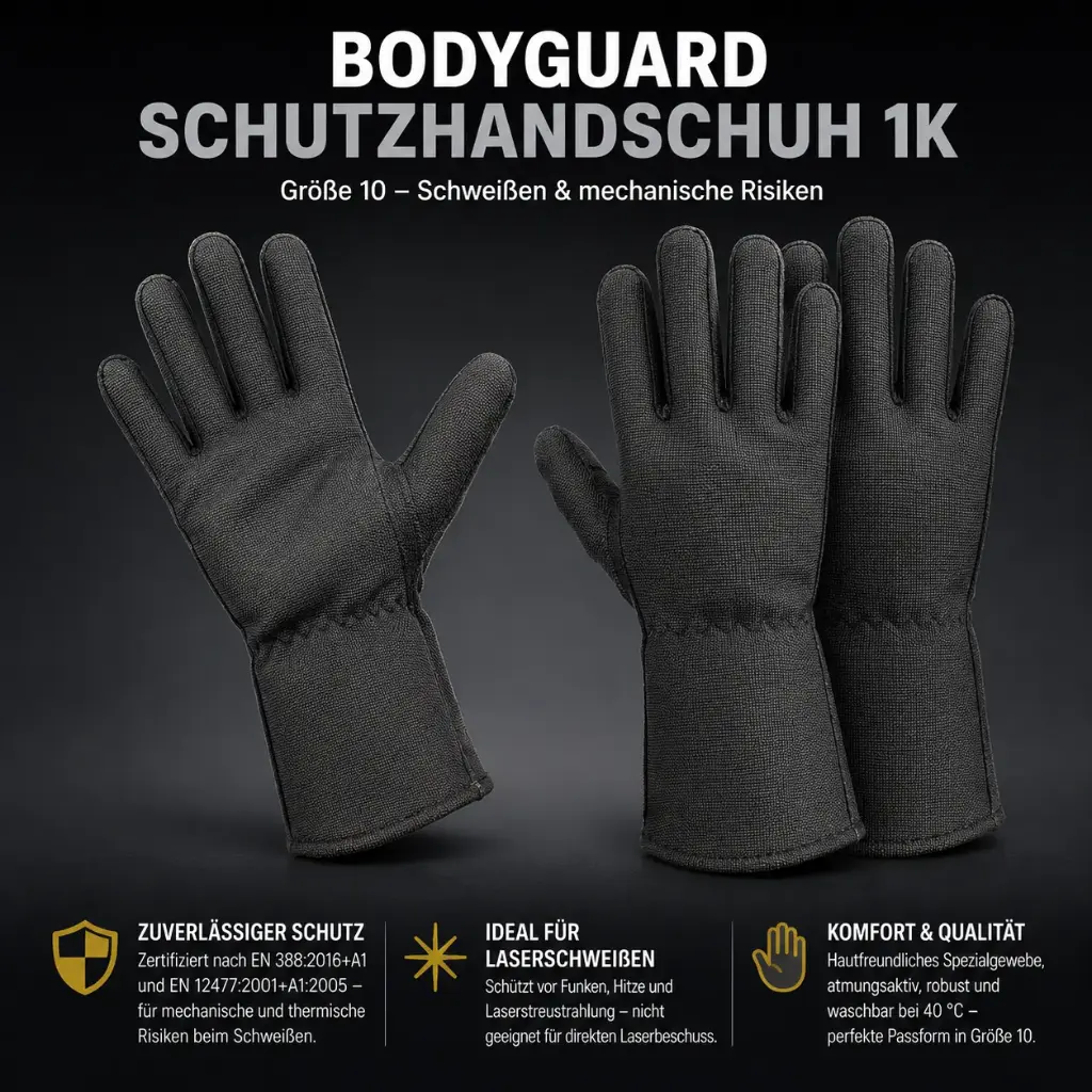 BODYGUARD Schutzhandschuhe 1K Größe 10 – Schweißerschutzhandschuhe für mechanische und thermische Risiken