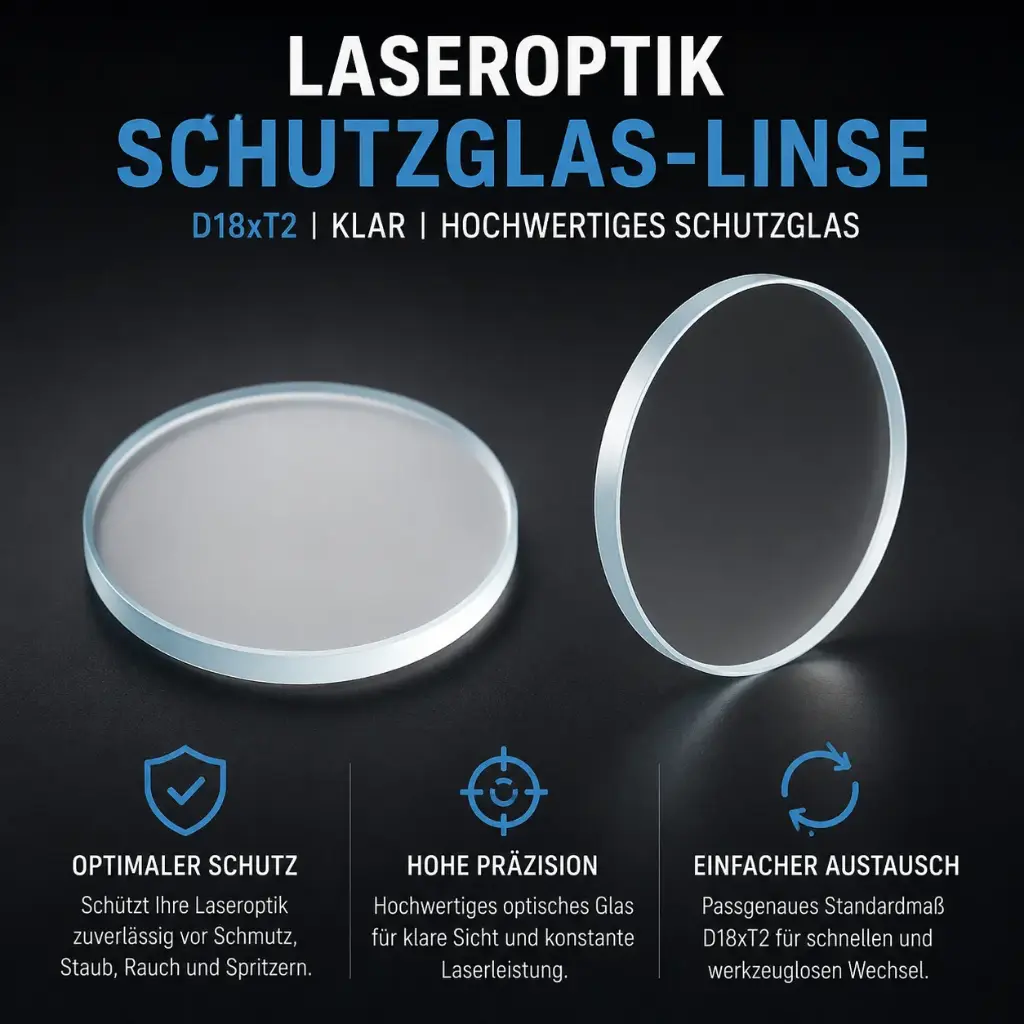 Laseroptik Schutzglas-Linse D18xT2 – Schutzglas für Laserschweißoptiken bis 15 kW