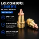Laserschneiddüse Einlagig 1,5 mm mit Düsenhalter M16 WN-A-H-C CQWY