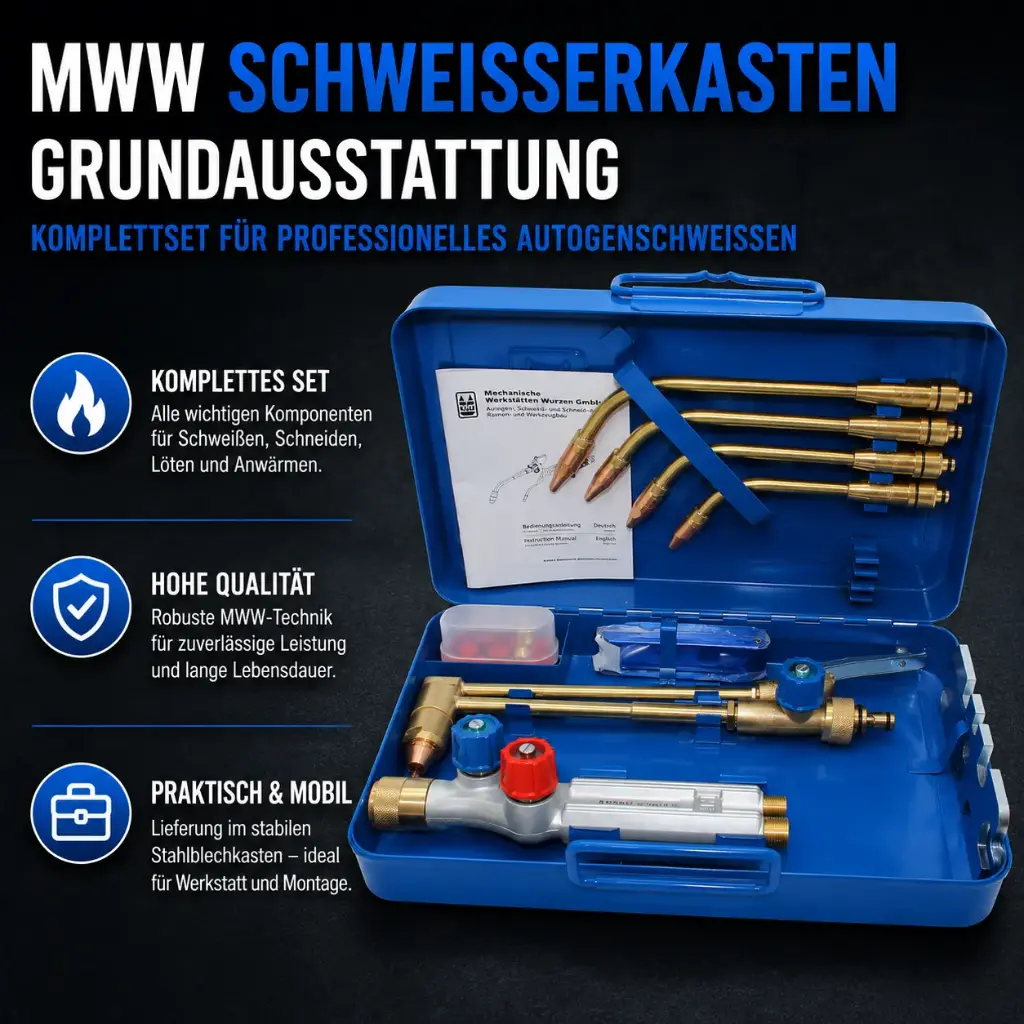 MWW Schweißerkasten Grundausstattung – Komplettset für Autogenschweißen, Schneiden & Löten