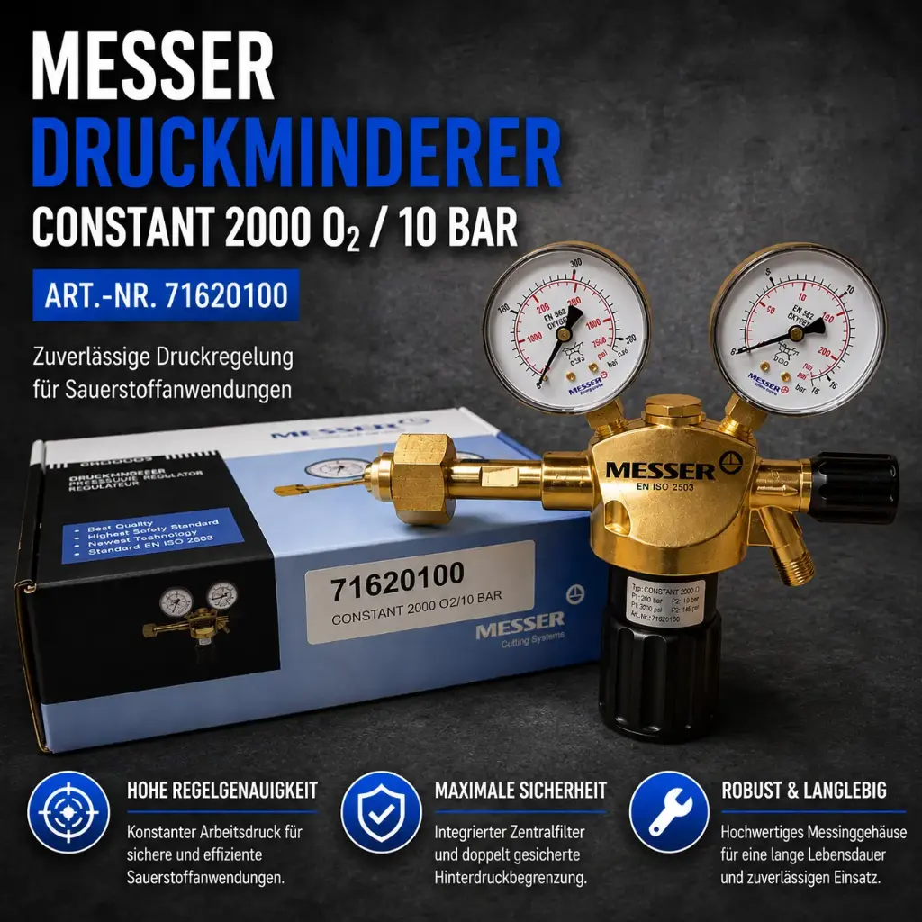 MESSER Druckminderer CONSTANT 2000 O₂ / 10 bar – Art.-Nr. 71620100