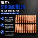 20 Stk. Stromdüsen M6 x 25 mm Ø 1,2 mm – MIG/MAG Kontaktdüsen aus Kupfer