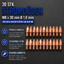 20 Stk. Stromdüsen M8 x 30 mm Ø 1,0 mm – MIG/MAG Kontaktdüsen aus Kupfer