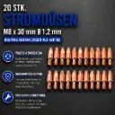 20 Stk. Stromdüsen M8 x 30 mm Ø 1,2 mm – MIG/MAG Kontaktdüsen aus Kupfer