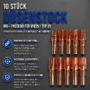 10 Stück Düsenstock M6 passend MB25 / Typ 25 – Stromdüsenhalter für MIG/MAG Schweißbrenner