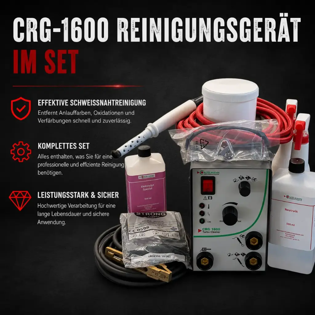 Reinigungsgerät CRG 1600 im Set – Profi-System für Reinigen, Polieren und Signieren von Edelstahl