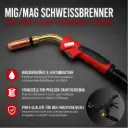 MIG/MAG Schweißbrenner AK401 / MB401 Wassergekühlt – 4 Meter – Stahlseele – Euro-Zentralanschluss