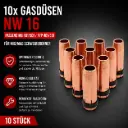 10x Gasdüse NW 16 für MIG/MAG Schweißbrenner – passend MB401 / MB501 / Typ 401 / Typ 501