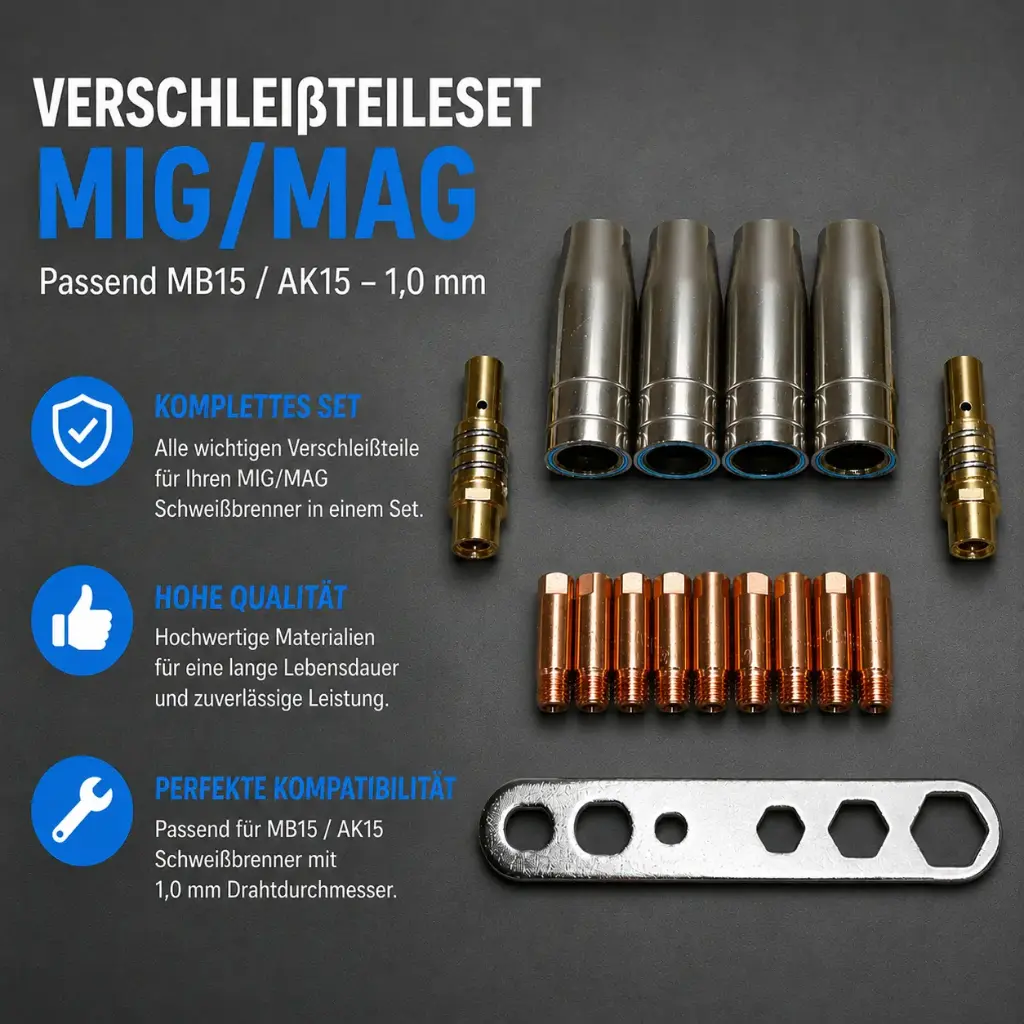Verschleißteileset MIG/MAG passend MB15 / AK15 – 1,0 mm