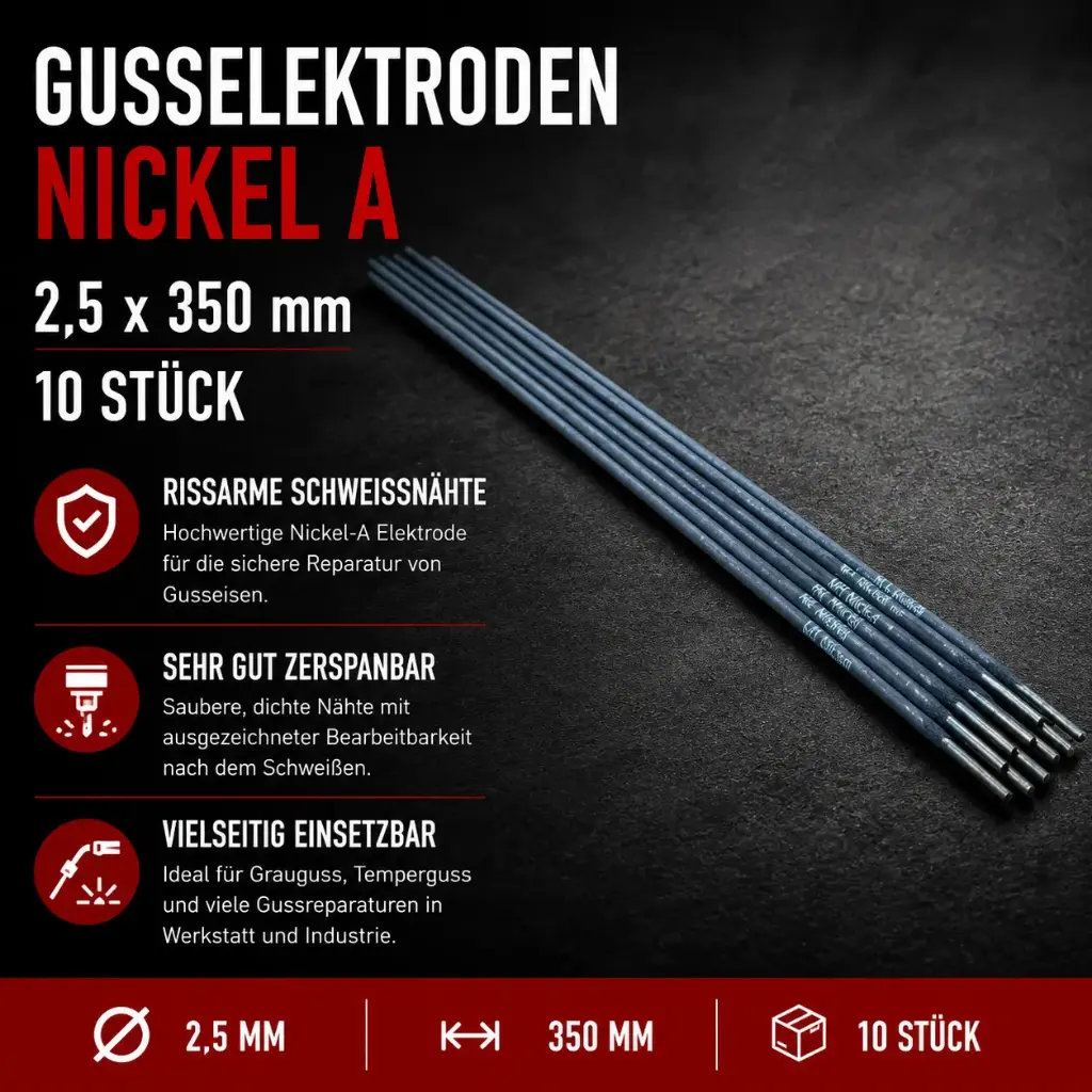 Stabelektroden Gusselektroden Nickel A 2,5 x 350 mm – 10 Stück