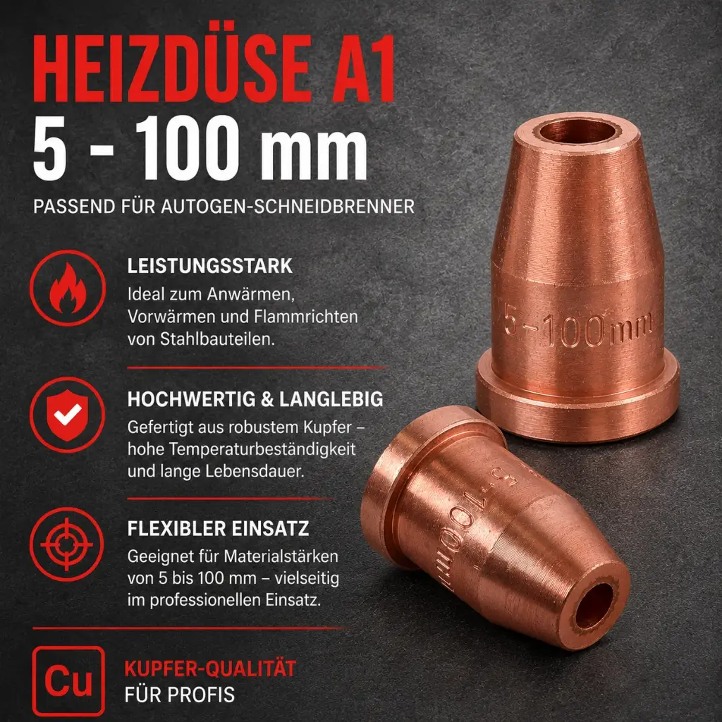 Heizdüse A1 5–100 mm – Passend für Autogen-Schneidbrenner