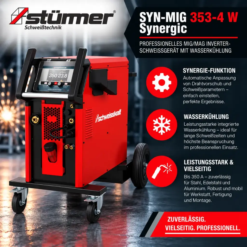STÜRMER SYN-MIG 353-4 W Synergic – Professionelles MIG/MAG Inverter-Schweißgerät mit Wasserkühlung