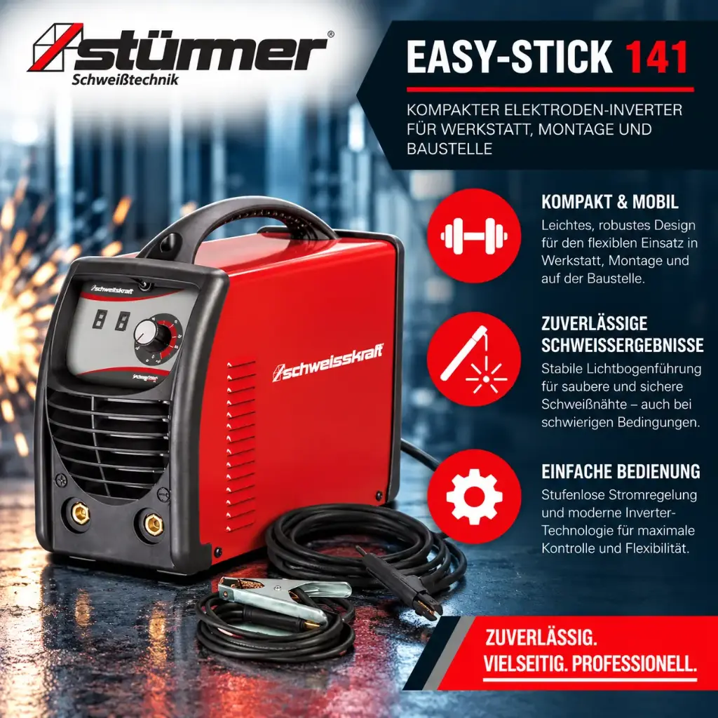 STÜRMER EASY-STICK 141 – Kompakter Elektroden-Inverter für Werkstatt, Montage und Baustelle