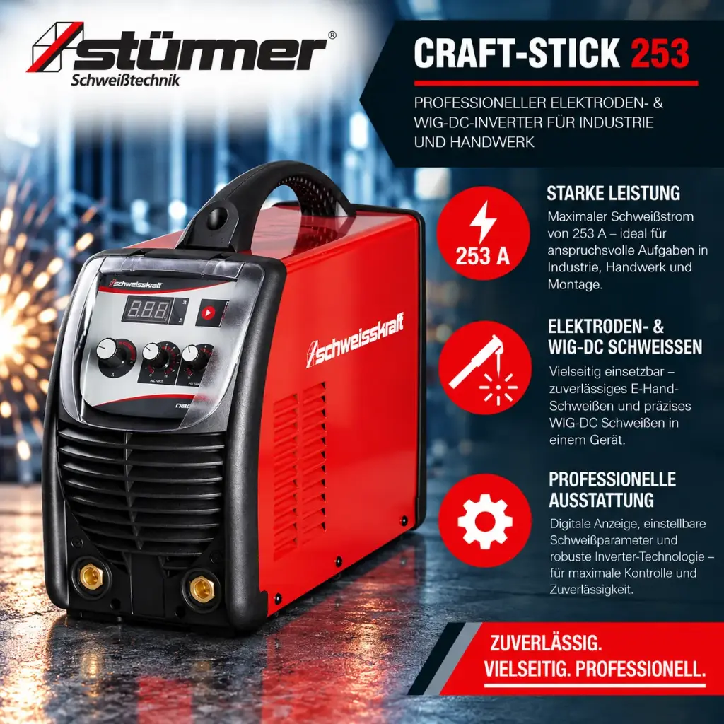 STÜRMER CRAFT-STICK 253 – Professioneller Elektroden- & WIG-DC-Inverter für Industrie und Handwerk