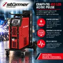 STÜRMER CRAFT-TIG 453 LCD AC/DC PULSE – Professionelles WIG AC/DC Schweißgerät mit 450 A, LCD-Display und Pulsfunktion