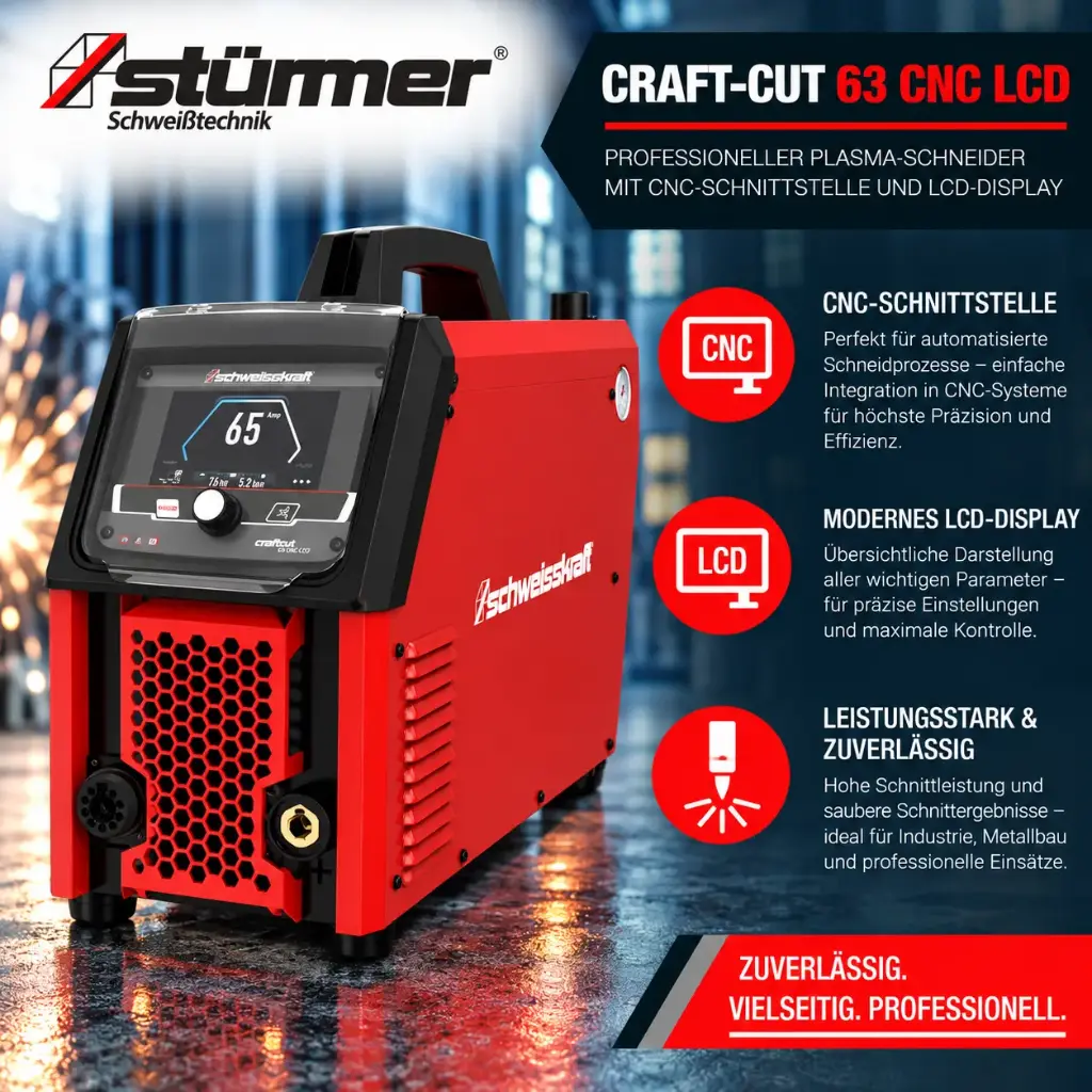 STÜRMER CRAFT-CUT 63 CNC LCD – Professioneller Plasma-Schneider mit CNC-Schnittstelle und LCD-Display