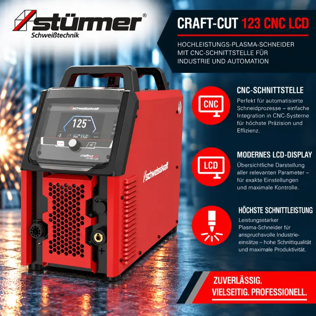 STÜRMER CRAFT-CUT 123 CNC LCD – Hochleistungs-Plasma-Schneider mit CNC-Schnittstelle für Industrie und Automation