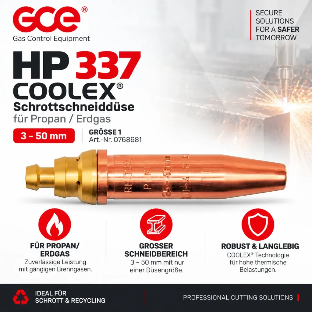 GCE HP 337 COOLEX® 3–50 mm – Schrottschneiddüse für Propan/Erdgas