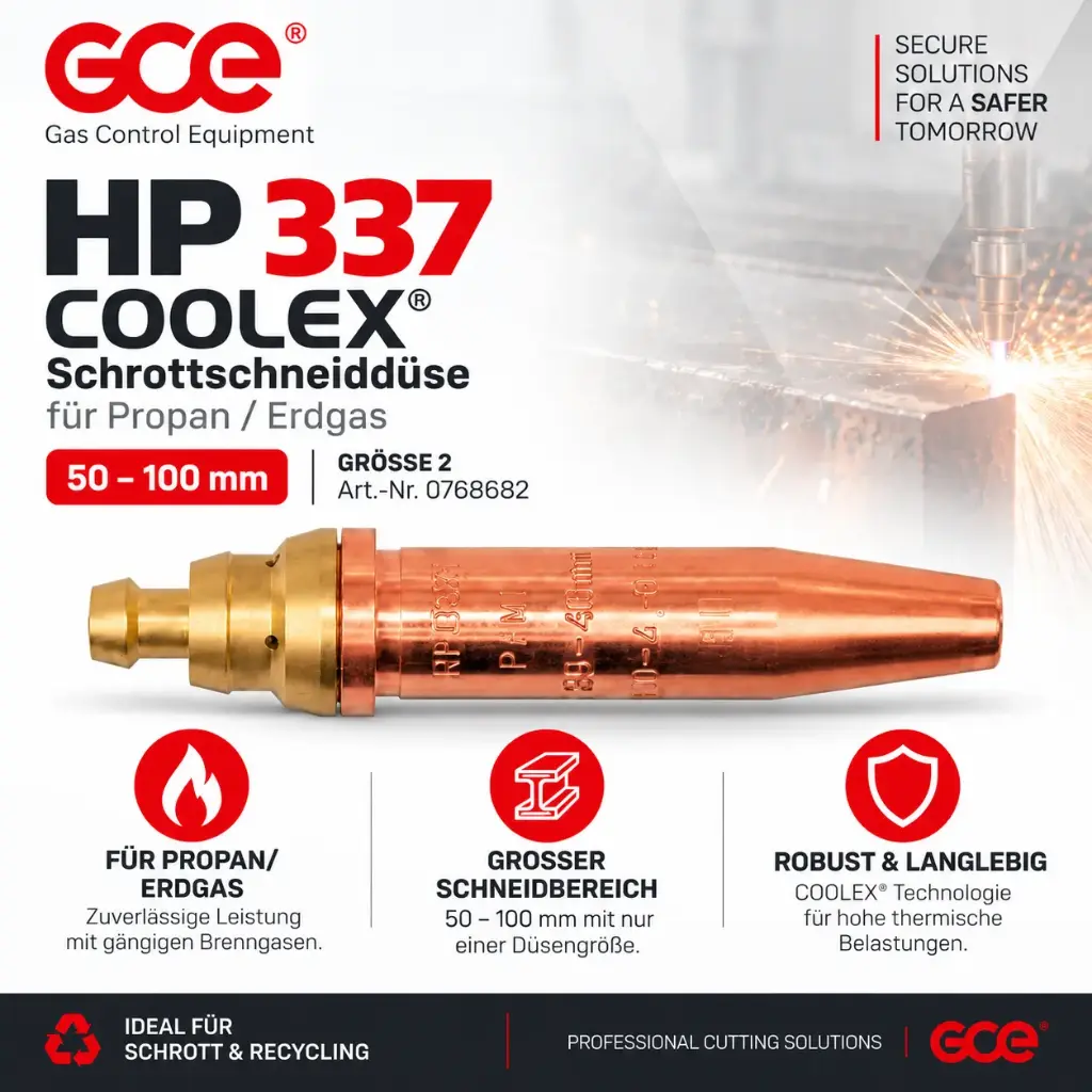 GCE HP 337 COOLEX® 50–100 mm – Schrottschneiddüse für Propan/Erdgas