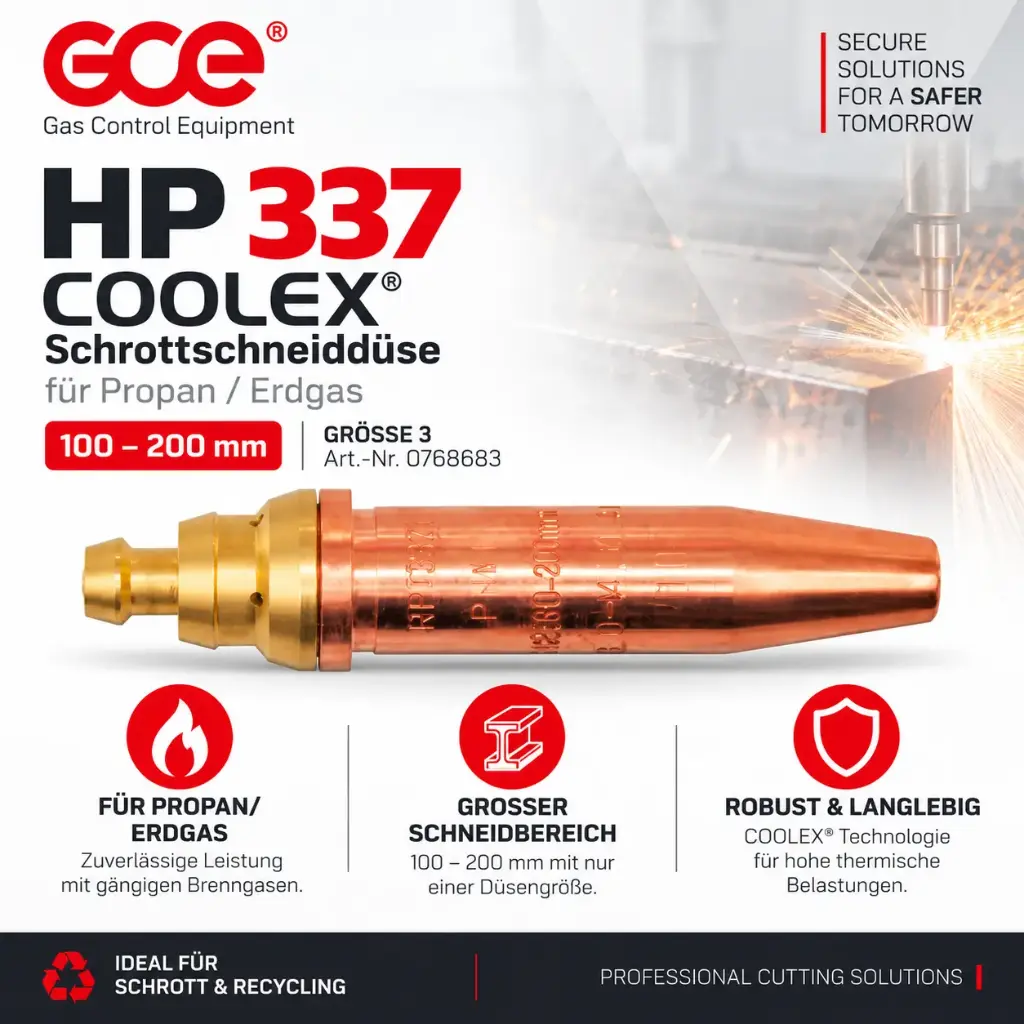 GCE HP 337 COOLEX® 100–200 mm – Schrottschneiddüse für Propan/Erdgas