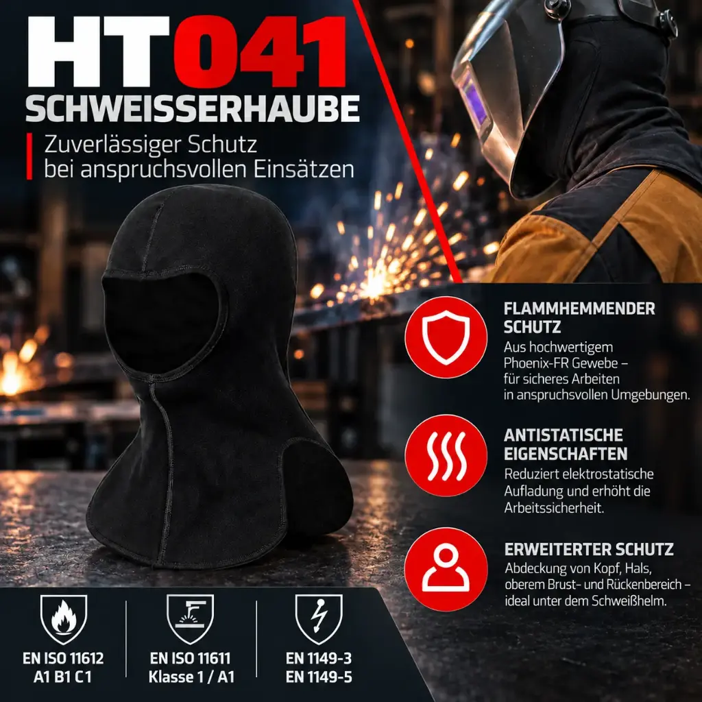 RhinoWeld HT041 Phoenix-FR Schweißerhaube – flammhemmende Balaclava mit antistatischen Eigenschaften