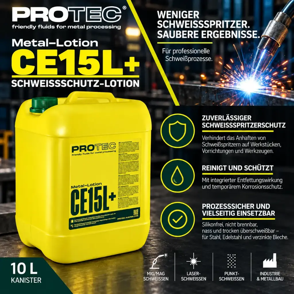 PROTEC Metal-Lotion CE15L+ – Premium Schweißschutz-Lotion & Schweißtrennmittel, 10 Liter