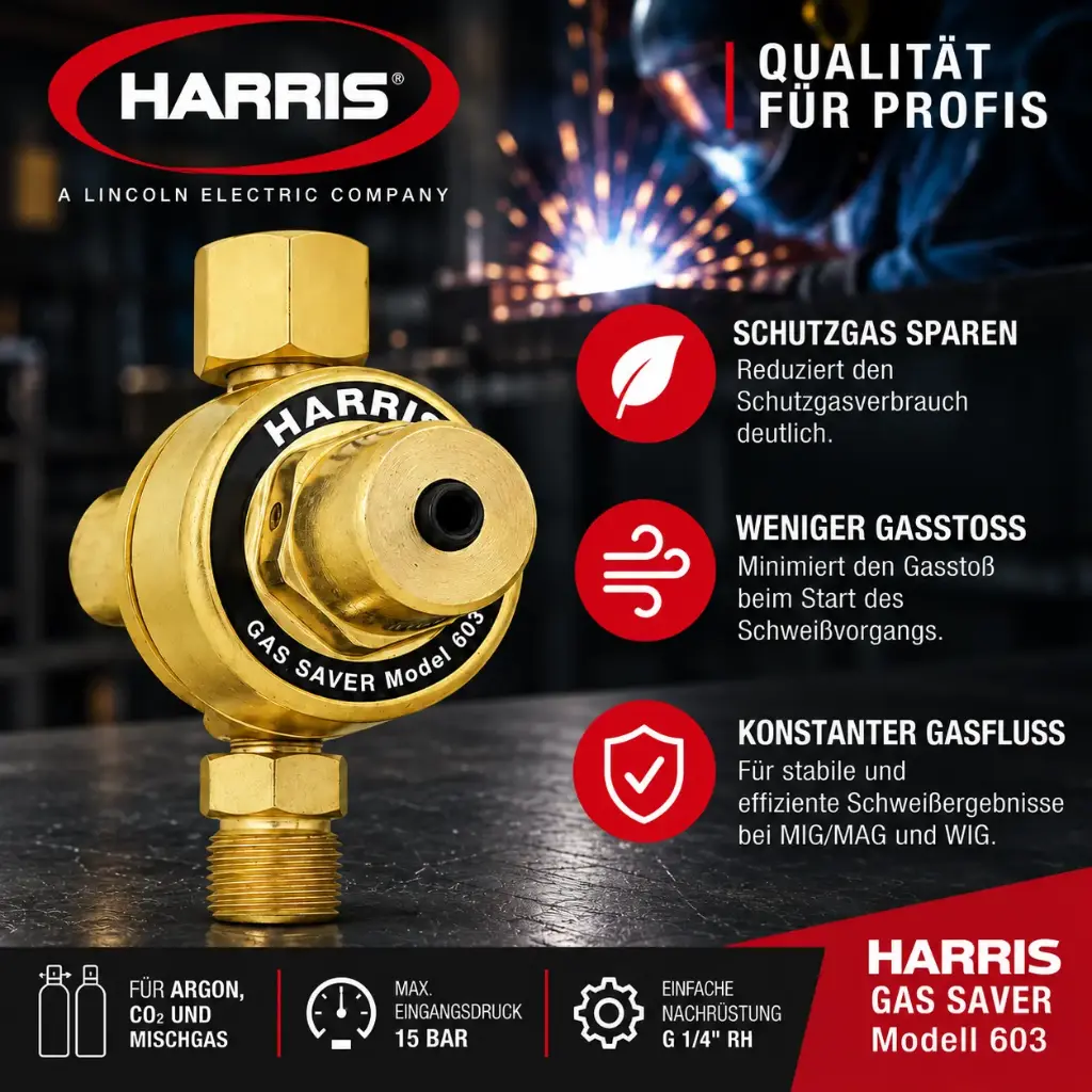 HARRIS Schutzgassparer Modell 603 – für Argon, CO₂ & Mischgas