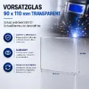 Vorsatzglas 90 x 110 mm Transparent für Schweißhelme und Handschilde