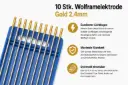 10 Stk. Wolframelektrode Gold 2,4 mm × 175 mm – Premium WIG Elektrode für höchste Ansprüche