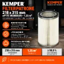 Filterpatrone 218 × 315 mm – ePTFE-Membran – 1,35 m² für KEMPER Dusty Evo & TEKA Dustoo