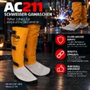 RhinoWeld AC211 Schweißer-Gamaschen – hohe Ledergamaschen mit Klettverschluss