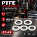 5 Stück PTFE / Teflon Dichtringe für Druckminderer – 18 × 11,8 × 2 mm